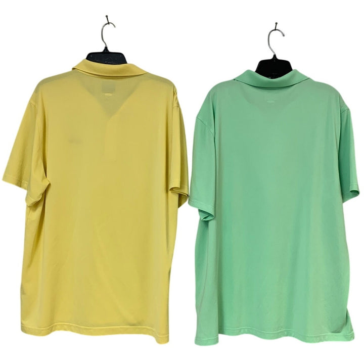 Lot of 2 Greg Norman Tasso Elba Mens XL Yellow Green Short Sleeve Polo Shirts