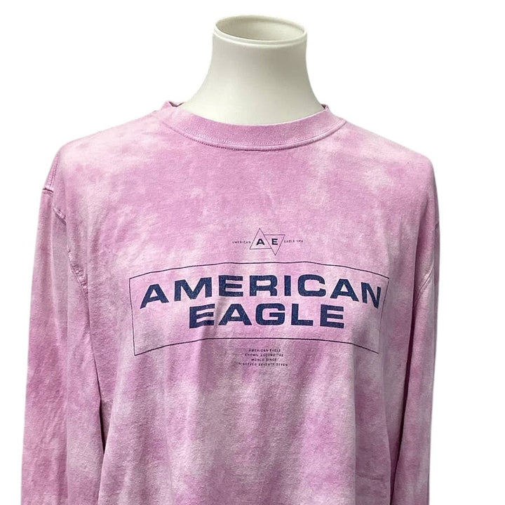 American Eagle Mens Medium Standard Fit Long Sleeve 100% Cotton Crew Neck Tee