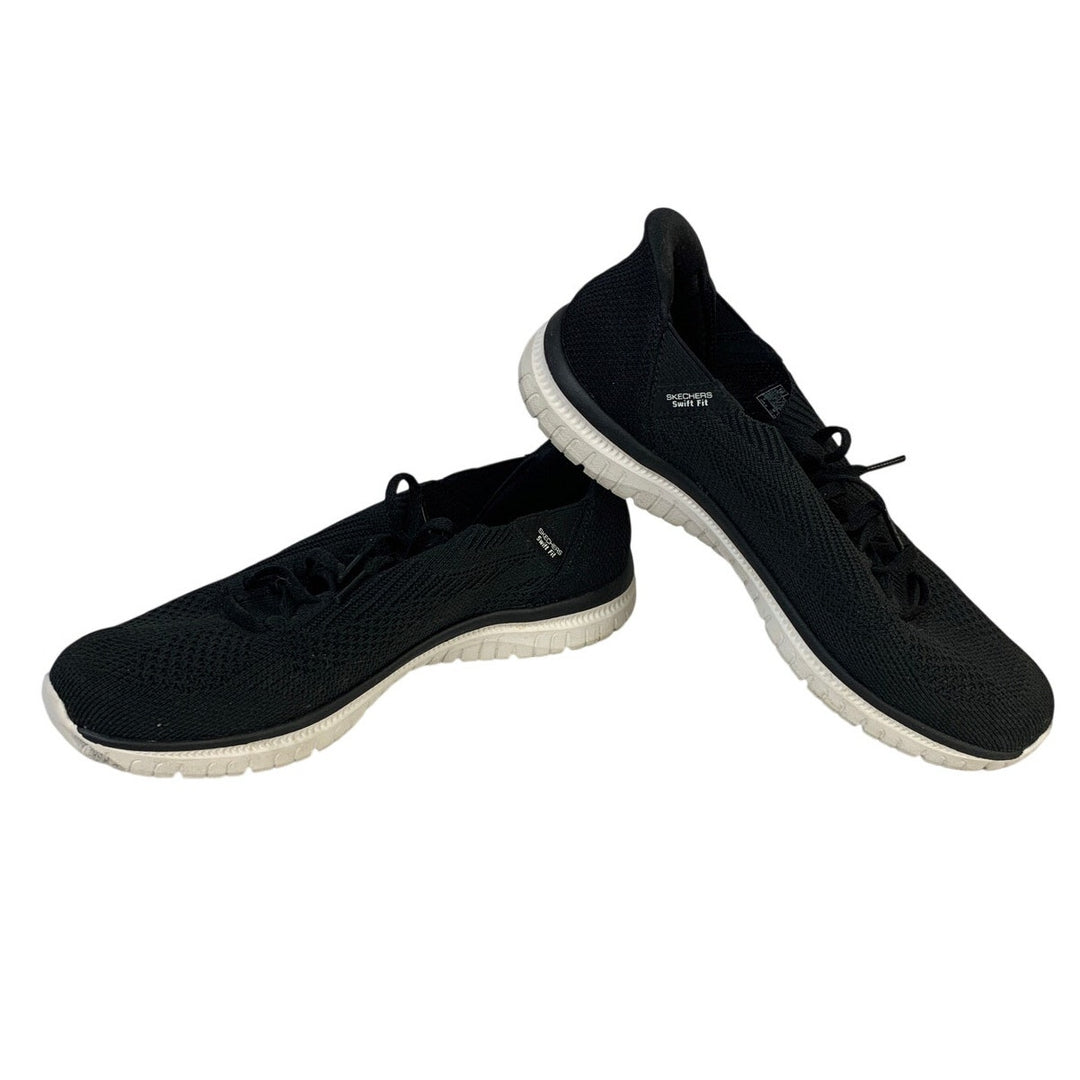 Sketchers Womens Size 10 Black Swift Fit Sneakers Lace Up Slip On Shoes
