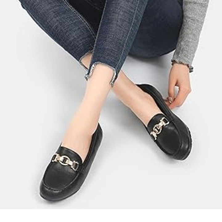 Cvistpieo Womens Size 8 Black Faux Leather Slip On Business Casual Loafers Shoes
