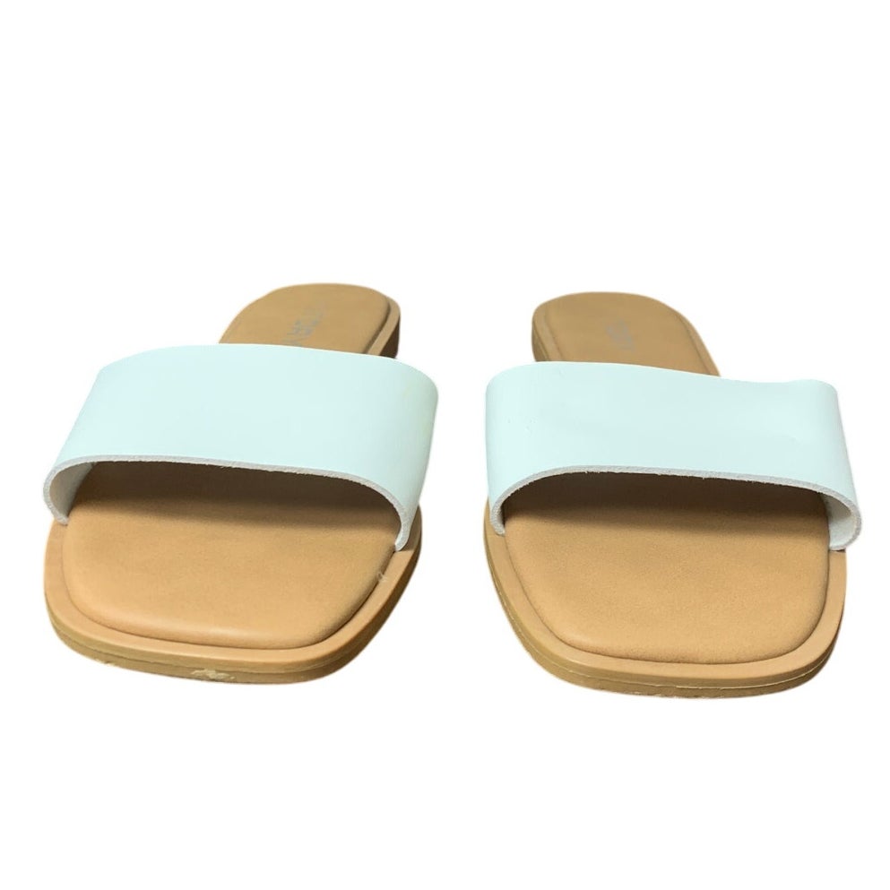 Fitory Womens Size 9 White Open Square Toe Flat Slide On Sandal Beach Shoes