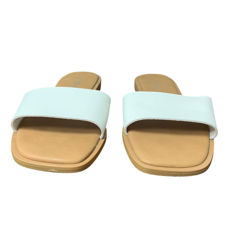Fitory Womens Size 9 White Open Square Toe Flat Slide On Sandal Beach Shoes