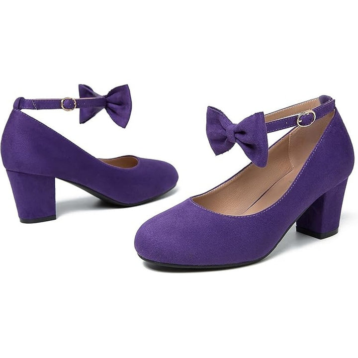 Peijely Womens Size 11.5 Soft Purple Velour Ankle Strap Closed Toe 3" Heel Shoes