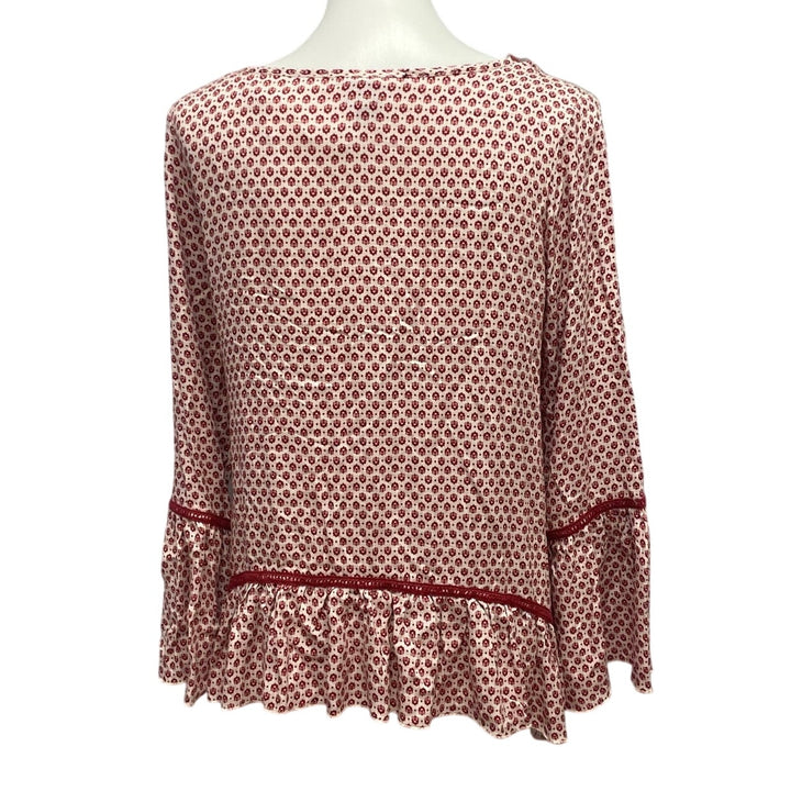 New RIley + James Womens Small Rayon Long Bell Sleeve Peasant V Neck Blouse