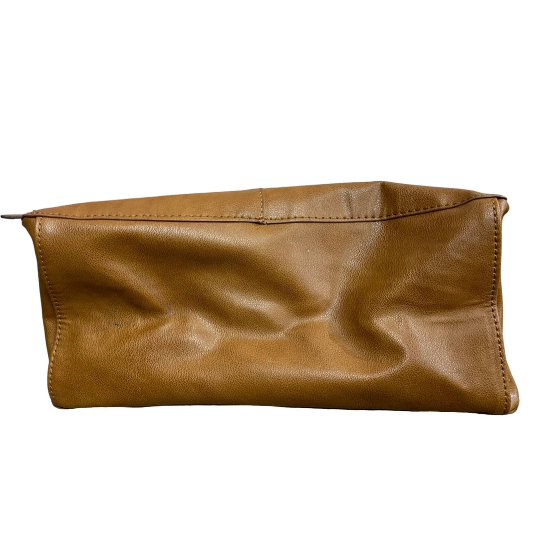 Universal Thread Cognac Brown Faux Leather Small Handbag w Lots of Pockets