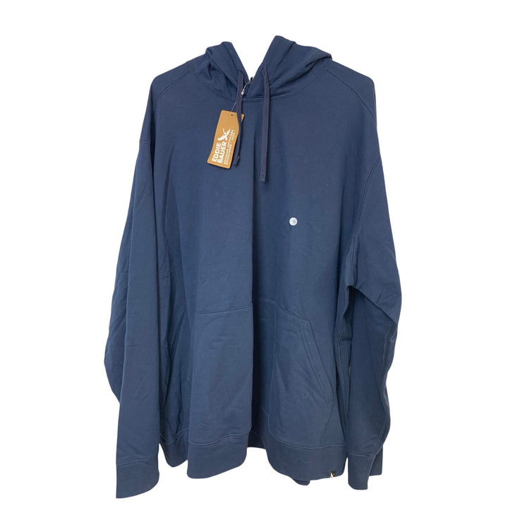 New Eddie Bauer Mens Navy Blue Full Zip Camp Cotton Blend Fleece Hoodie Jacket