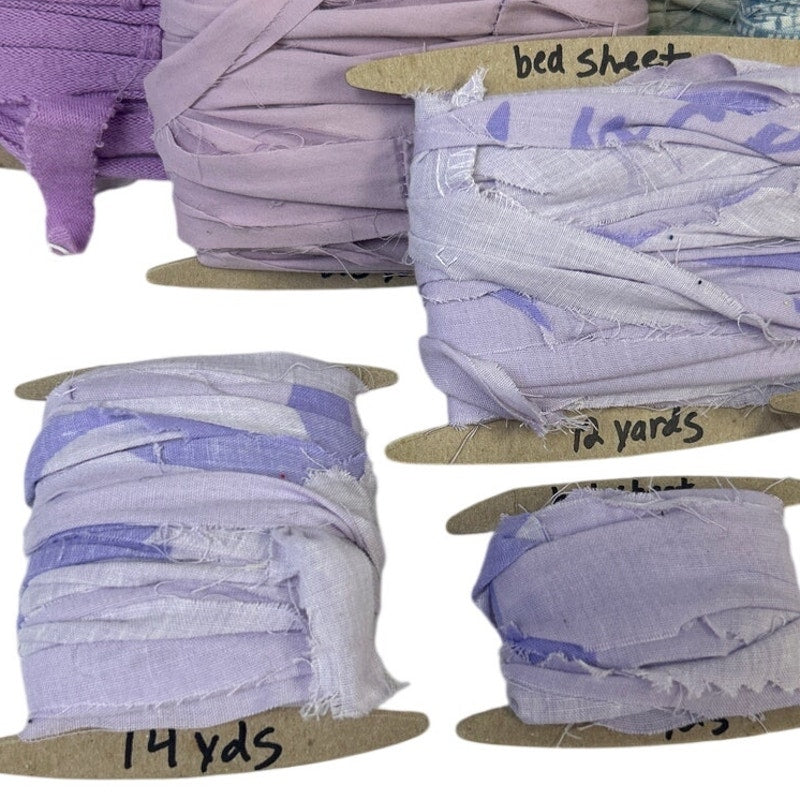 100+ Yards Handmade Upcycled Fabric Ribbon Yarn from Pillow Cases Bed Sheets
