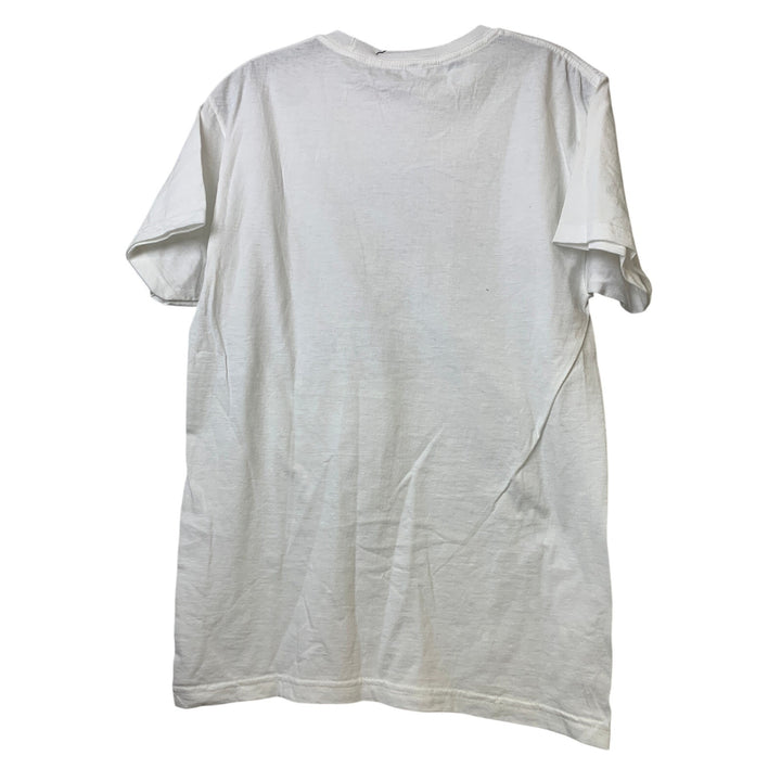 New Upcycled Hand Printed Womens White Black Small Save Planet Earth Tee Shirt