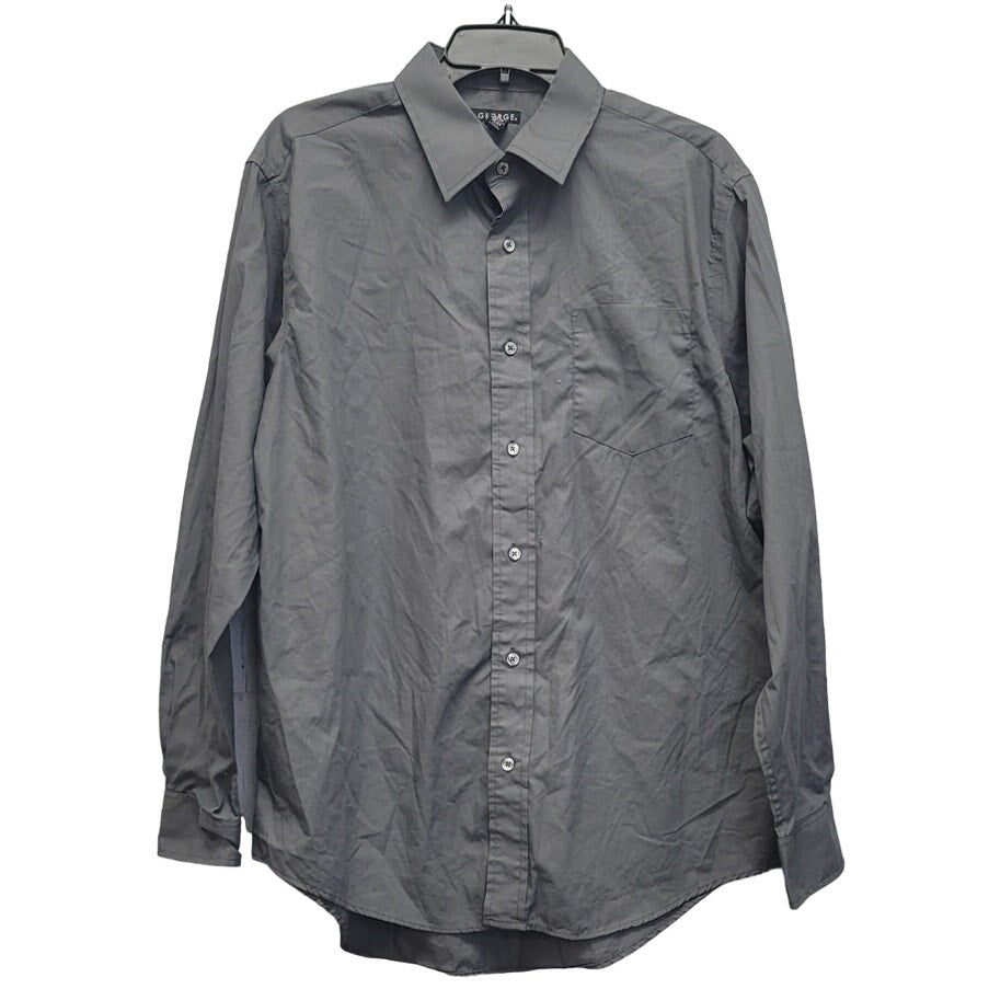 George Mens Large PolyCotton Long Sleeve Button Up Shirt w Front Pocket