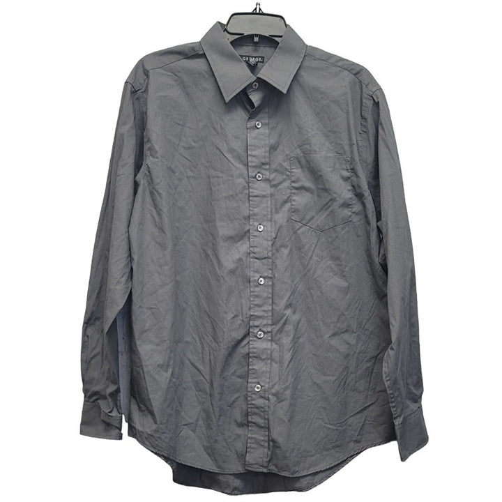 George Mens Large PolyCotton Long Sleeve Button Up Shirt w Front Pocket