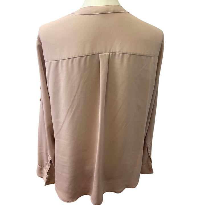 Lot of 2 Express Large Long Tabbed Sleeves Polyester 1/4 Zip V-Neck Blouses Tops