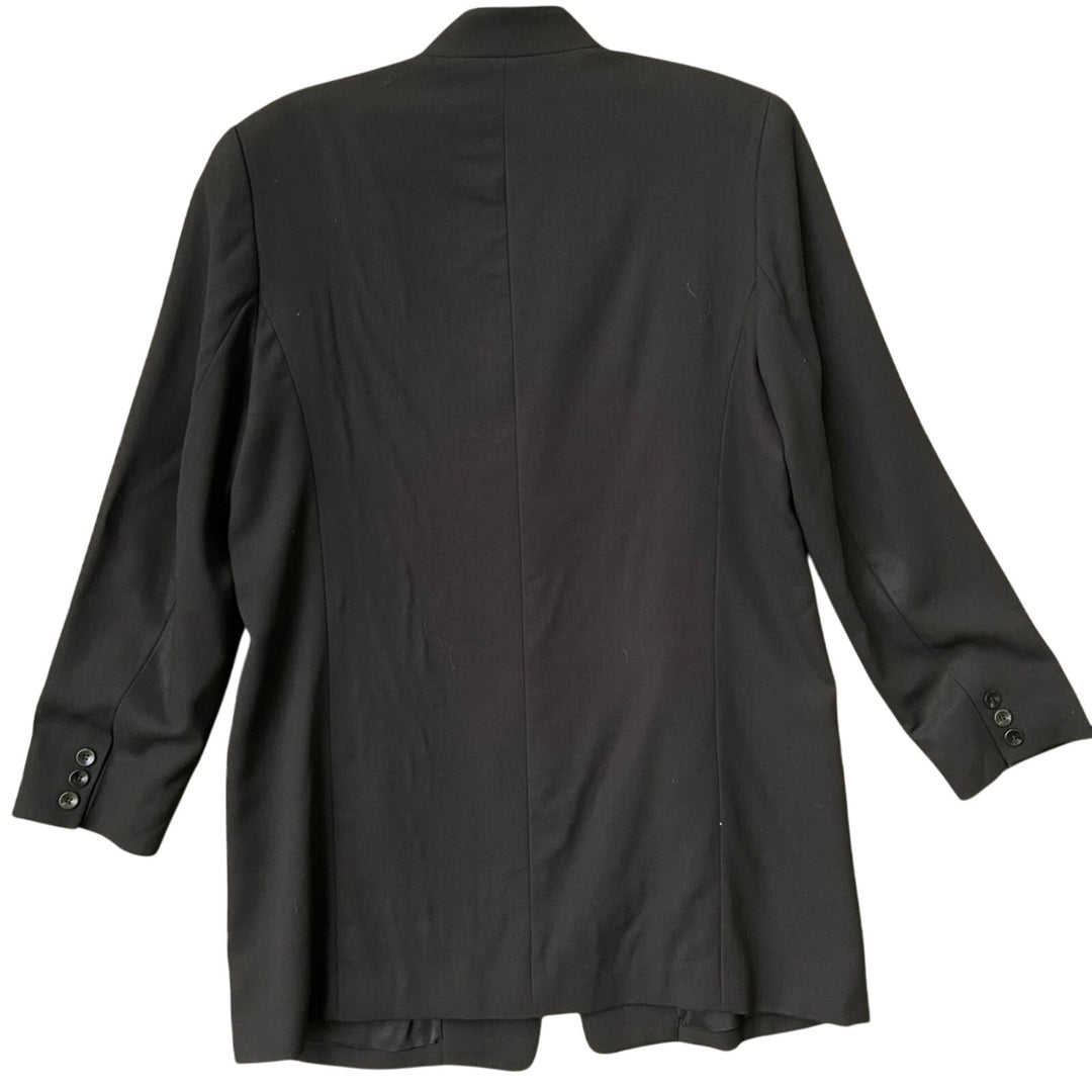 Emanuel Ungaro Womens Size 12 Black Single Button Wool Long Black Suit Jacket