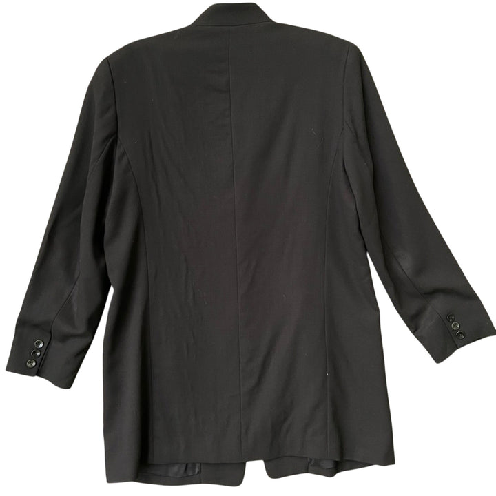Emanuel Ungaro Womens Size 12 Black Single Button Wool Long Black Suit Jacket
