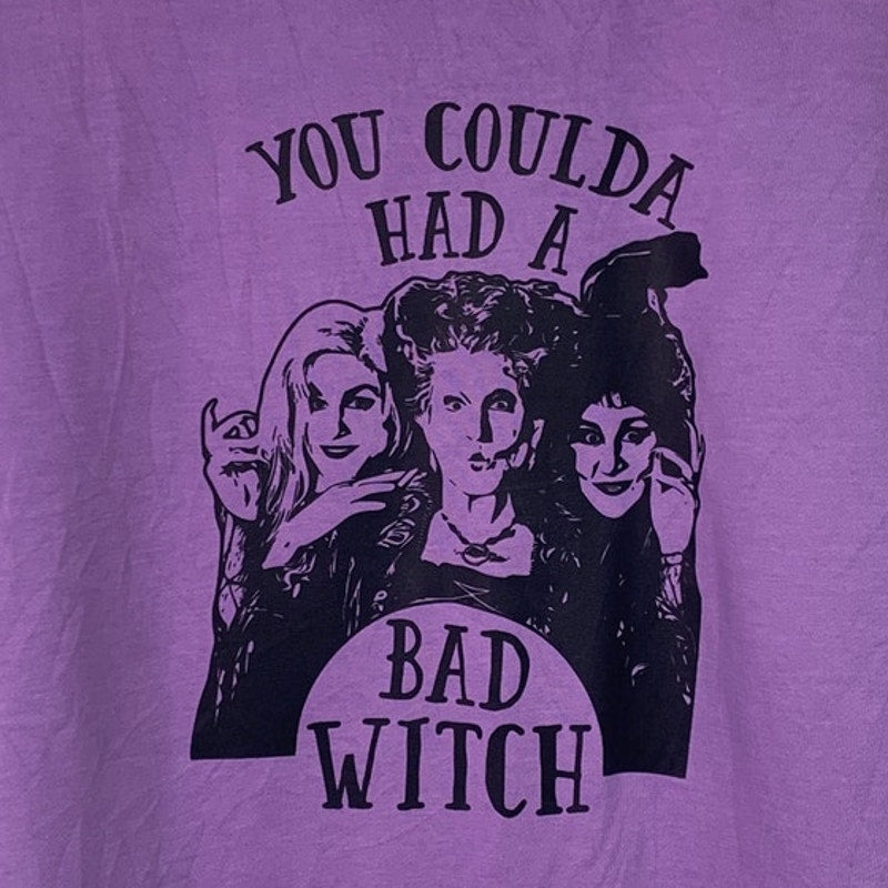 Upcycled Handmade Womens Large Hocus Pocus Halloween Bad Witch Sweatshirt