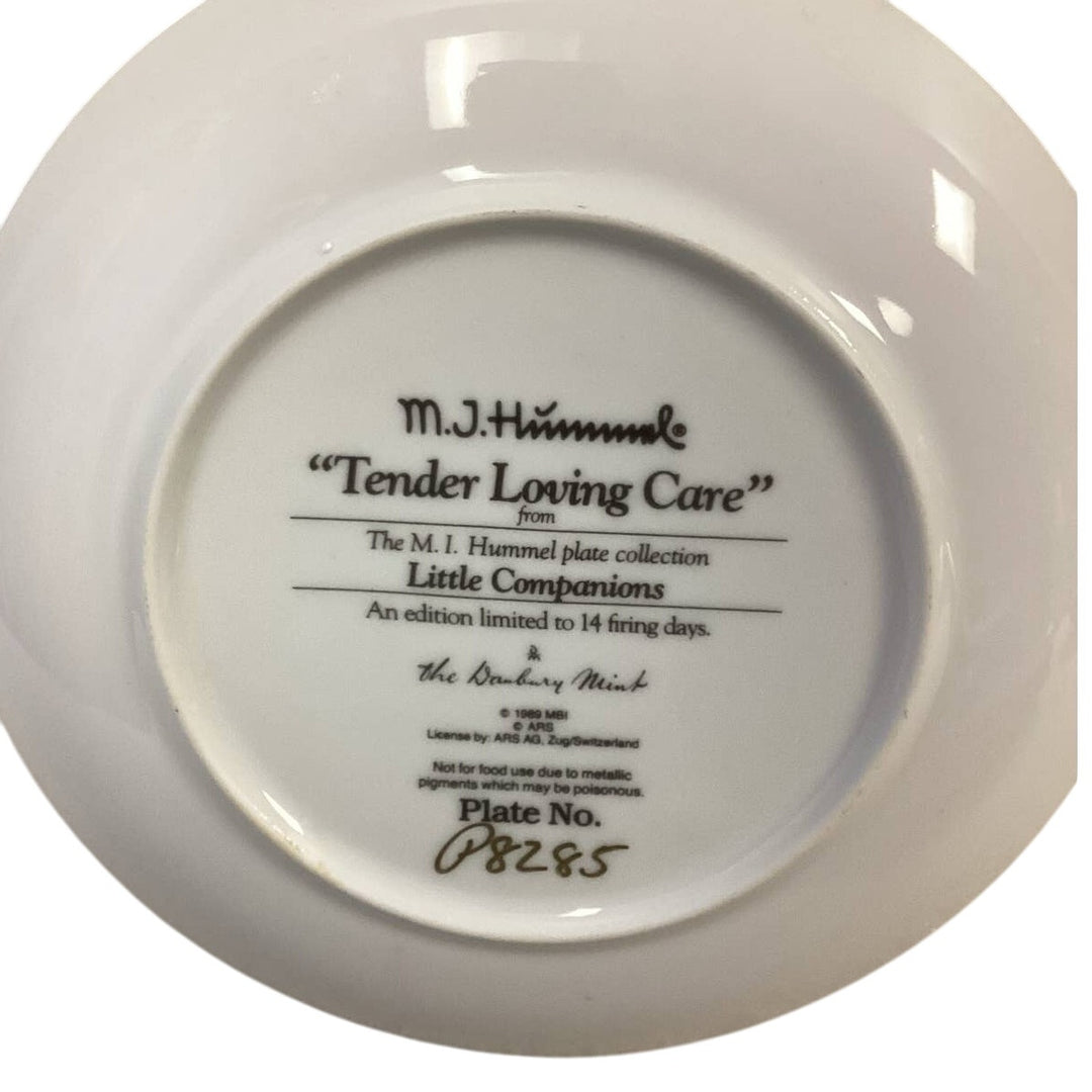 1989 Vintage Danbury Mint MJ Hummel Tender Loving Care Collectible Ceramic Plate