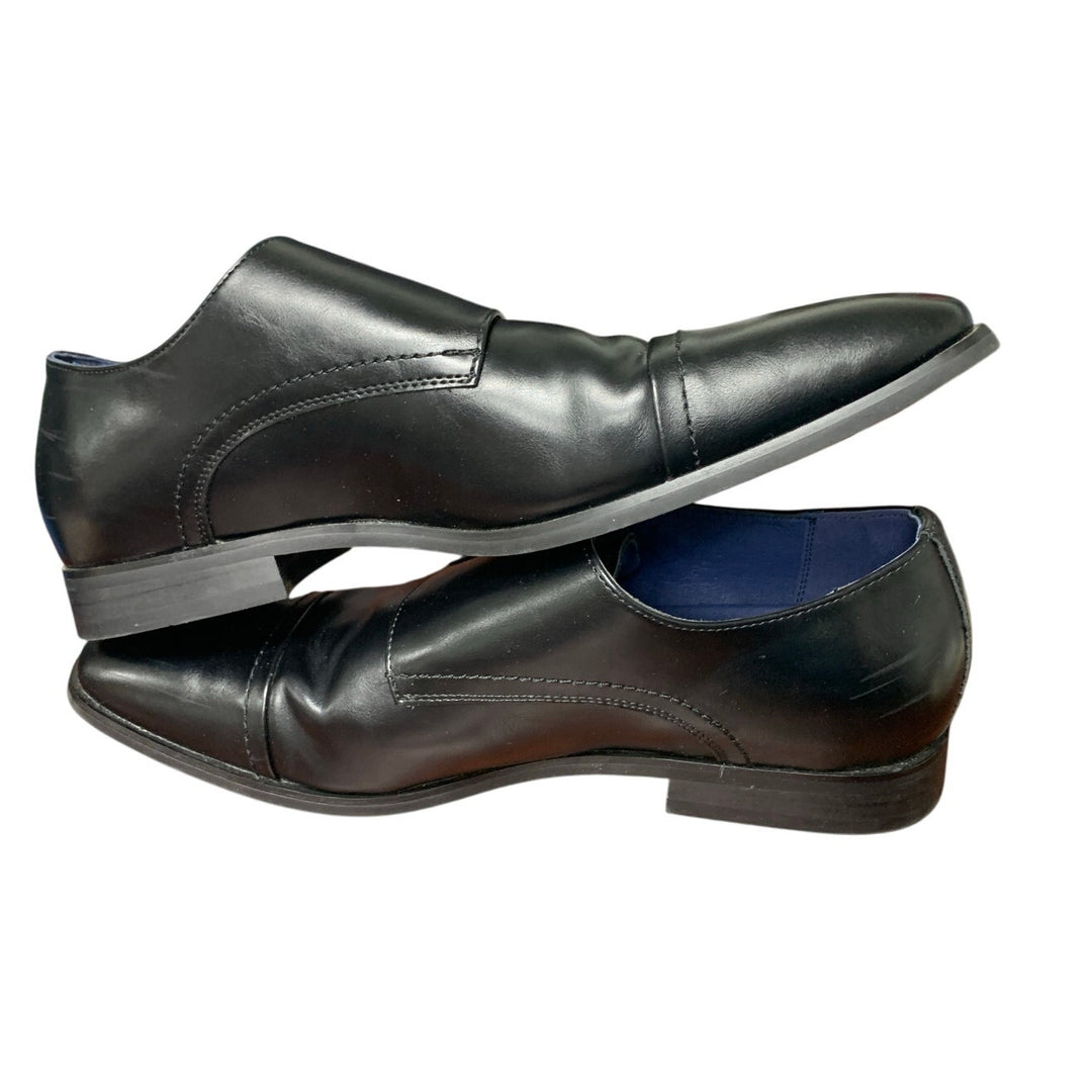 Bruno Marc Mens Size 11 Black Faux Leather Monk Strap Slip On Dress Loafer Shoes