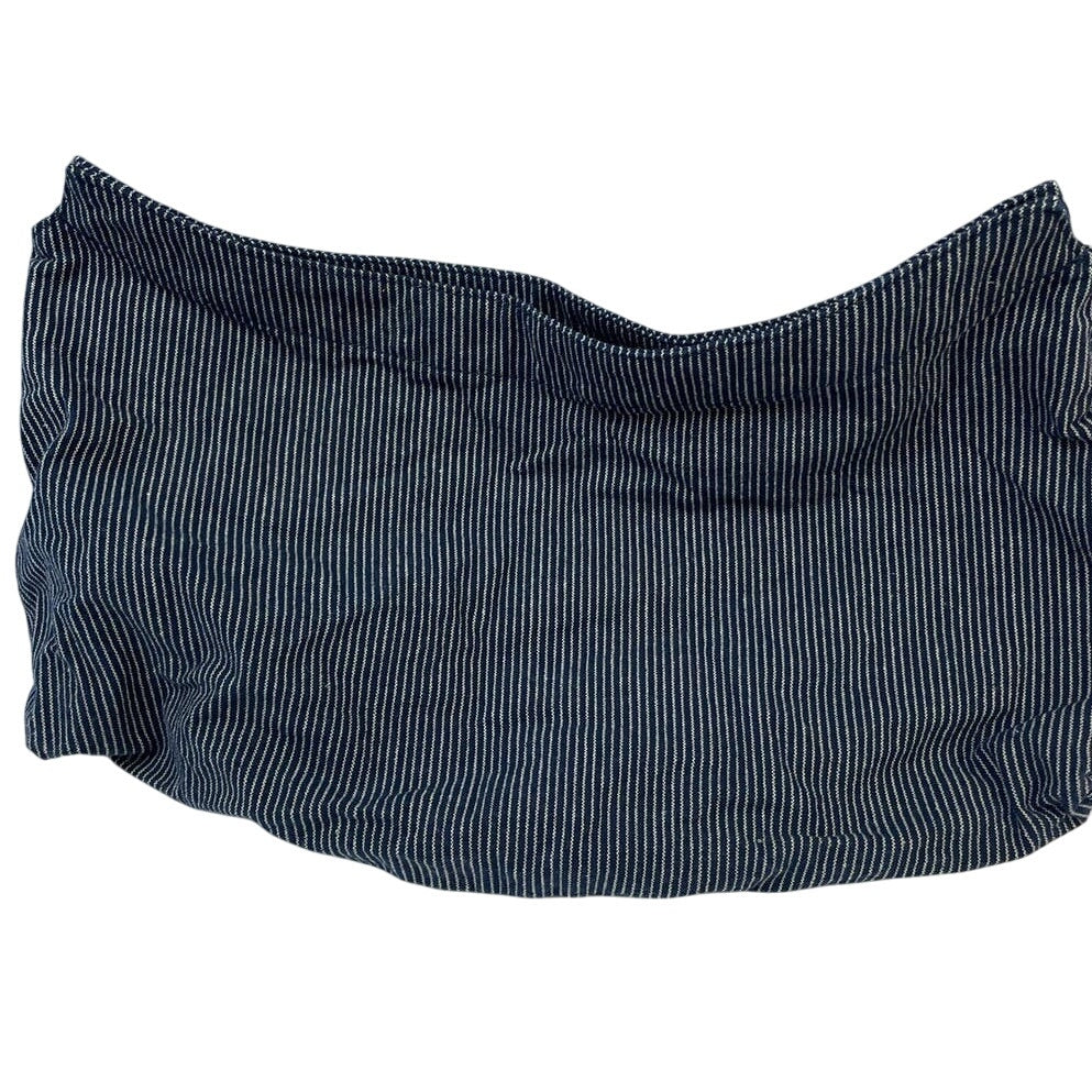 Thirty One Gifts 100% Cotton Navy Blue White Pin Stripe Hook &amp; Eye Purse Skirt