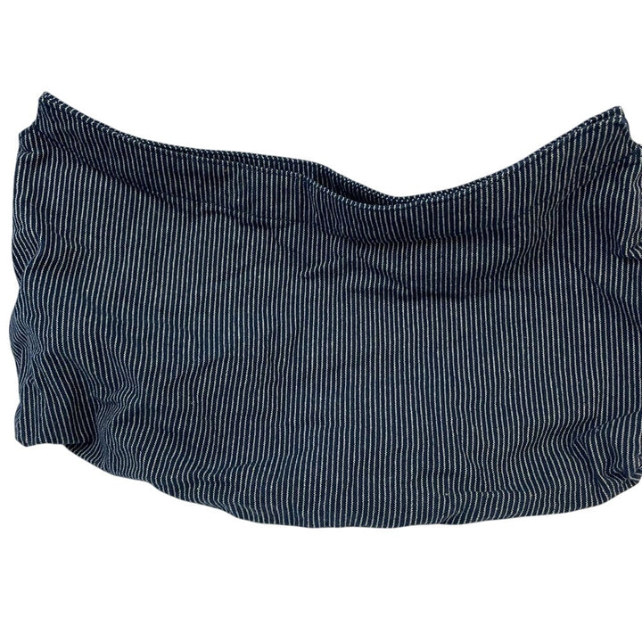 Thirty One Gifts 100% Cotton Navy Blue White Pin Stripe Hook &amp; Eye Purse Skirt