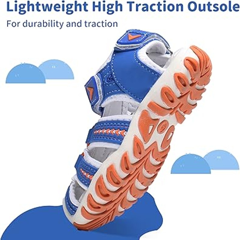 Apakowa Little Boys Girls Size 9 Blue Orange Closed Toe Sport Beach Sandals