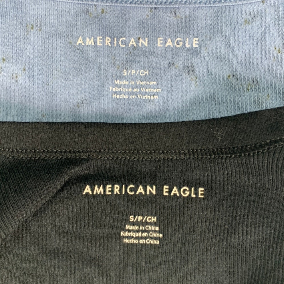2 New American Eagle Womens Small Floral Ribbed Sleeveless Tank Tops