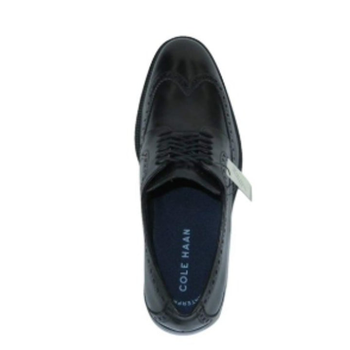New In Box Cole Haan Men Size 8.5 Black Leather Lace Wing Oxford Grand 360 Shoes