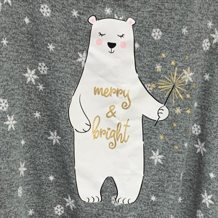 Secret Treasures Womens 3X Merry &amp; Bright Bear Snow Flake Long Sleeve Pajama Set