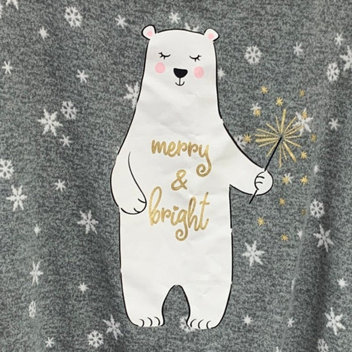 Secret Treasures Womens 3X Merry &amp; Bright Bear Snow Flake Long Sleeve Pajama Set