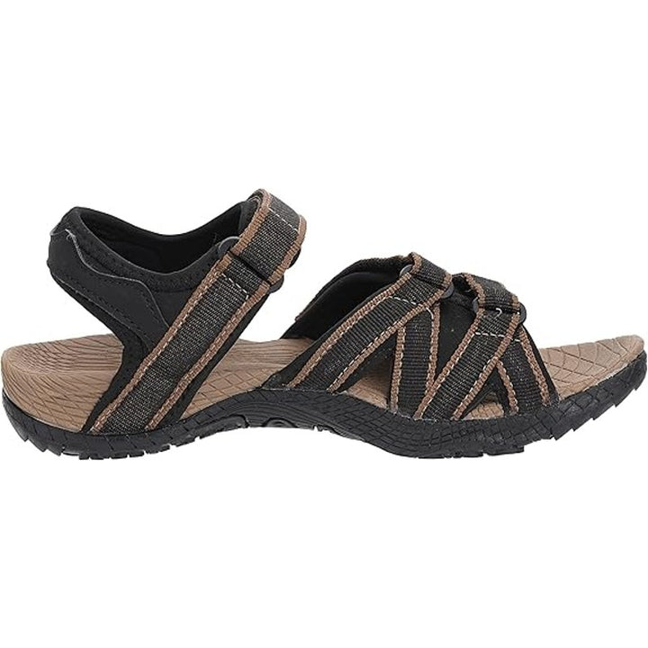 New Whitin Womens Size 10 Black Brown Hiking Sandals Arch Support Open Toe Shoes