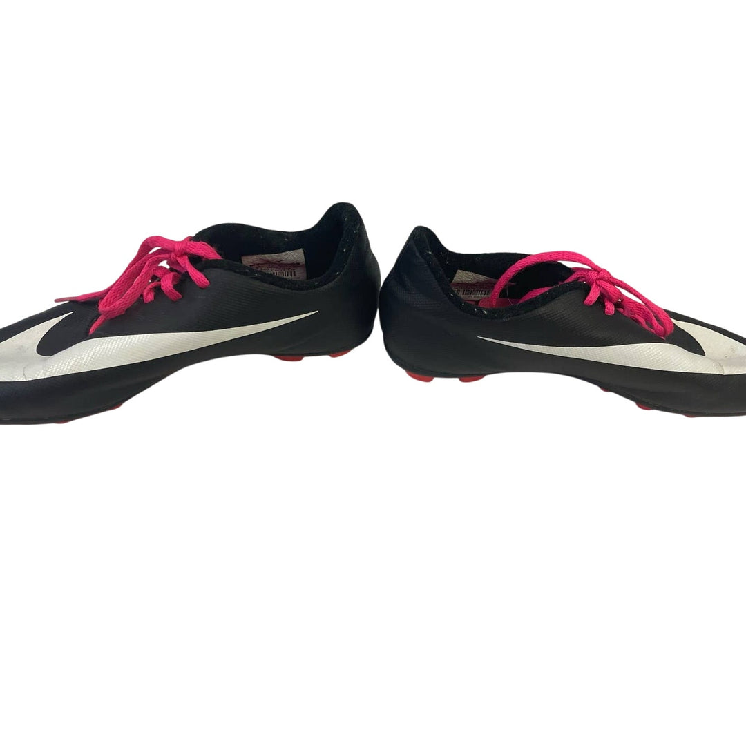 NIKE Kids Size 2Y Girls Pink Black Soccer Cleats Spikes Athletic Shoes Sneakers
