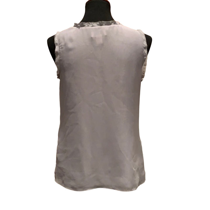 LOFT Small Silver Square Sequined Lined Rough Edge Shimmery Sleeveless Tank Top