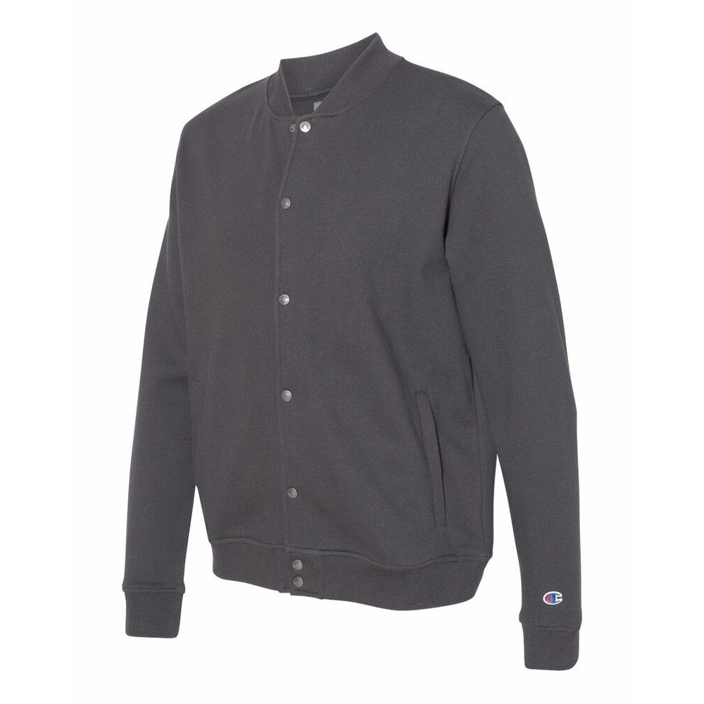 New Champion Mens 2XL Charcoal Gray Snap Up PolyCotton Athletic Bomber Jacket