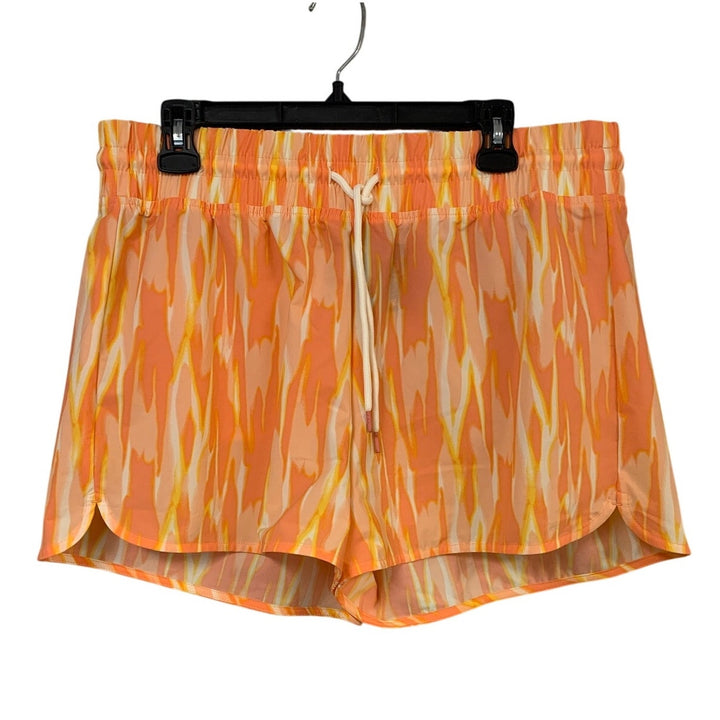 New Eddie Bauer Womens Large Orange Tidal 3" Inseam Print Mango Elastic Shorts