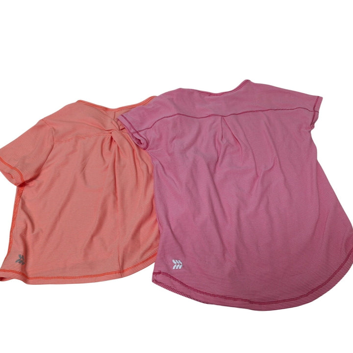 2 New All in Motion Girls Small (6/7) Striped Short Sleeve Tee Shirts Tops