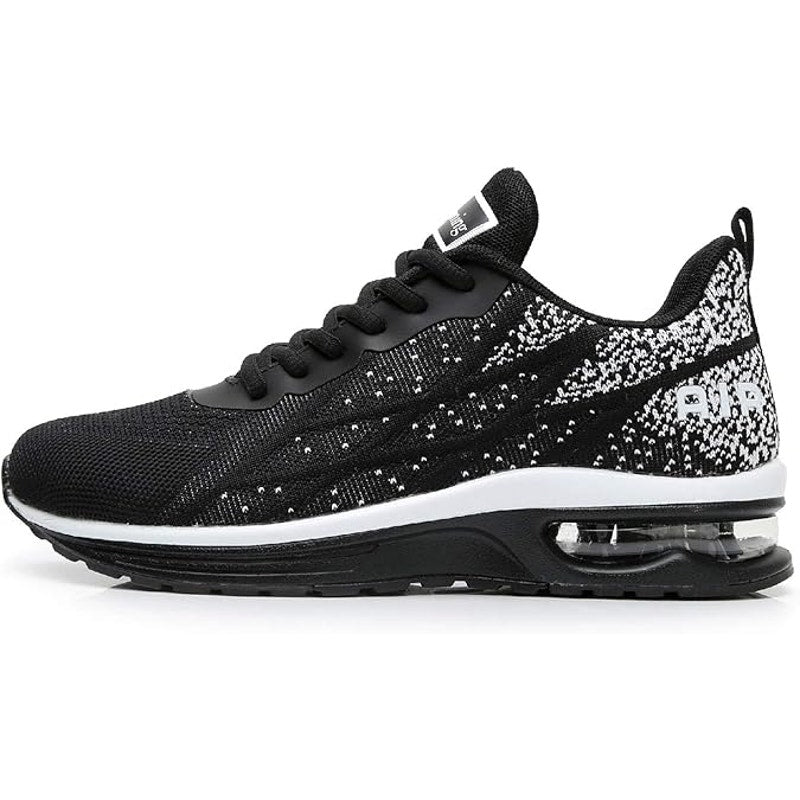 Quappe Womens Size 8.5 Black White Mesh Lace Up Air Cushioned Athletic Shoes