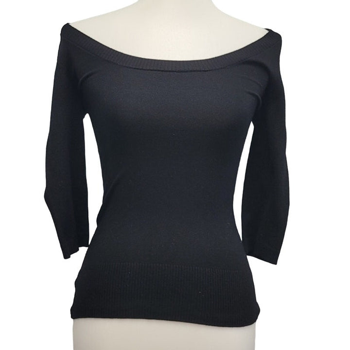 Forever 21 Womens Small Black Viscose Nylon Long Sleeve Scoop Neck Sweater