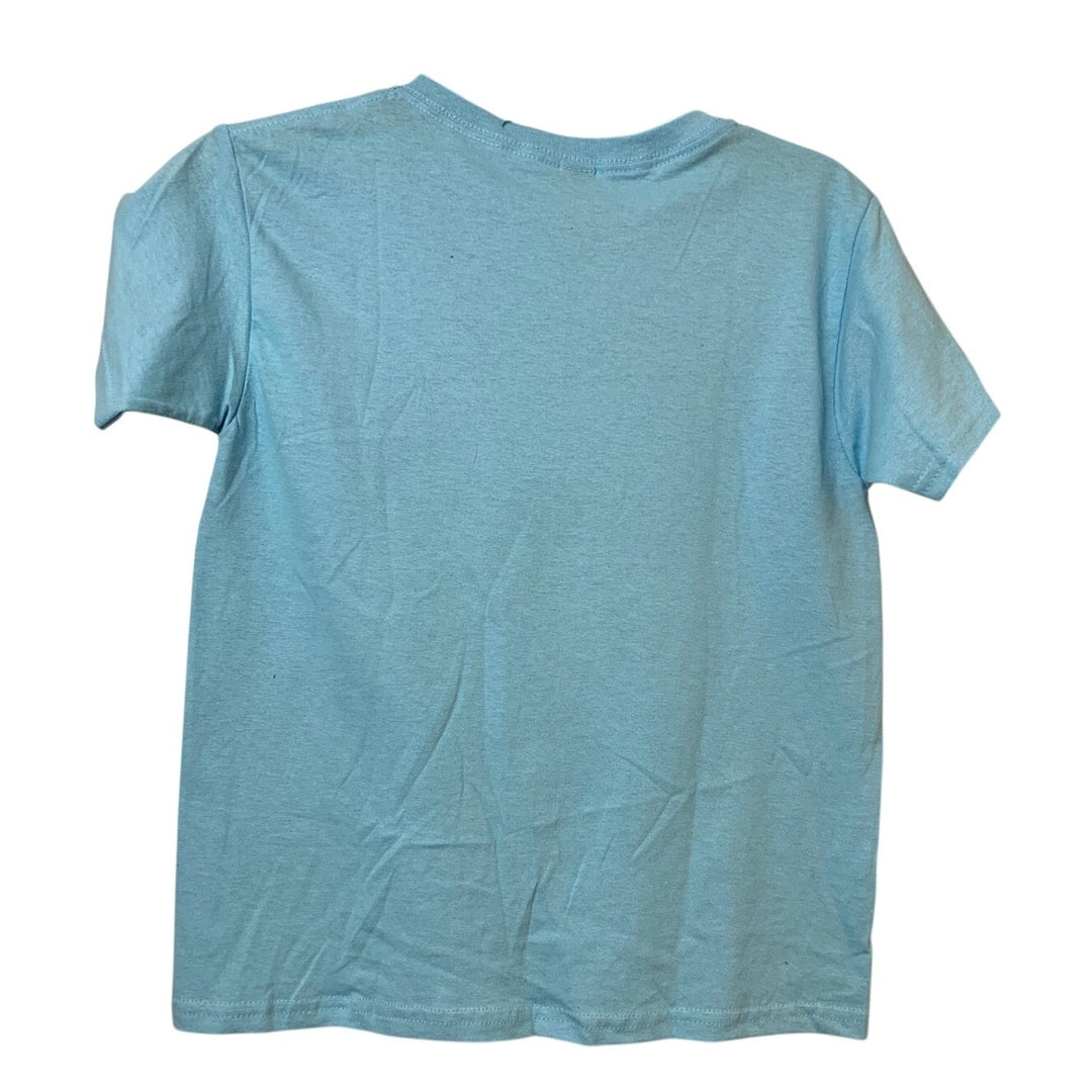 New Upcycled Hand Printed Youth Small Save Planet Earth Short Sleeve Tee Shirt