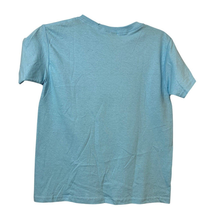 New Upcycled Hand Printed Youth Small Save Planet Earth Short Sleeve Tee Shirt