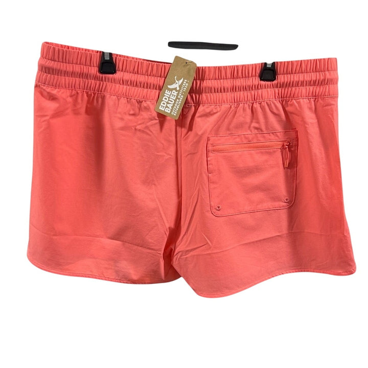 New Eddie Bauer Womens XL Orange Blossom Elastic Drawstring Waist Tidal Shorts