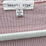 NWT New Heart & Hips Juniors Small Ribbed Lace Trim Long Sleeve V Neck Top