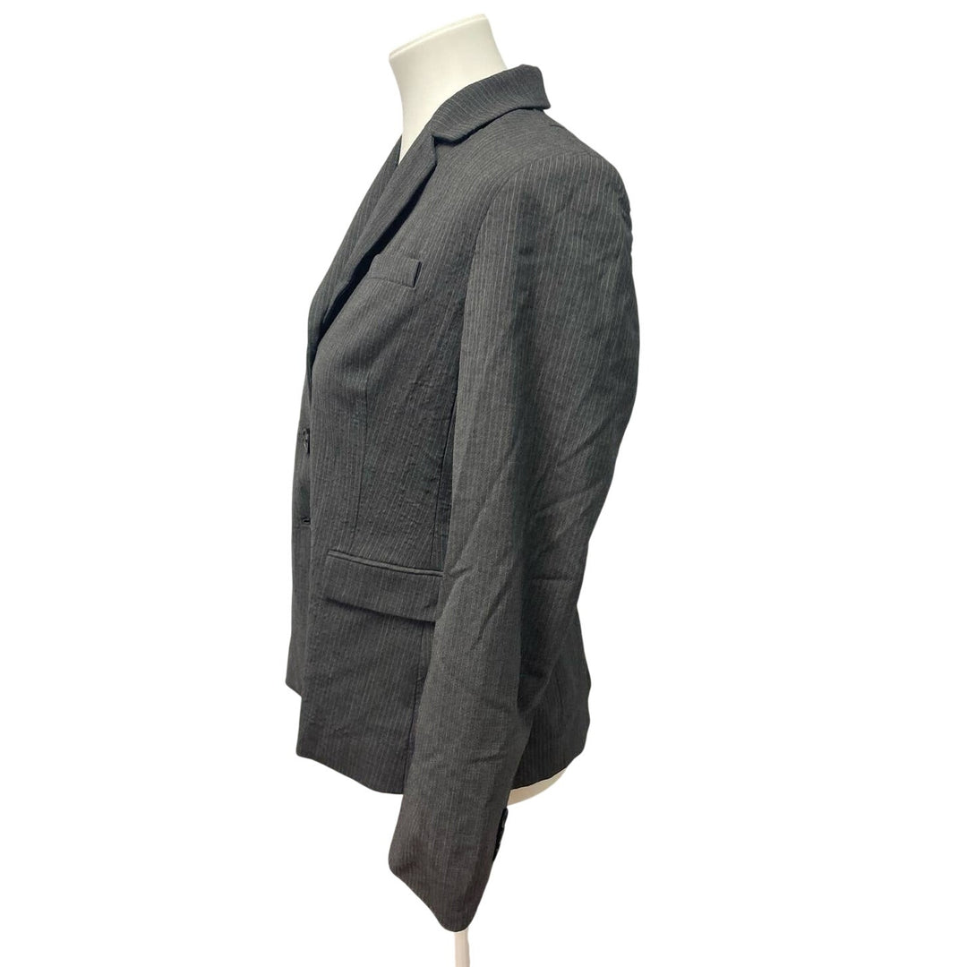 Banana Republic Womens 10P 10 Petite Gray Pin Striped 3 Button Blazer Jacket