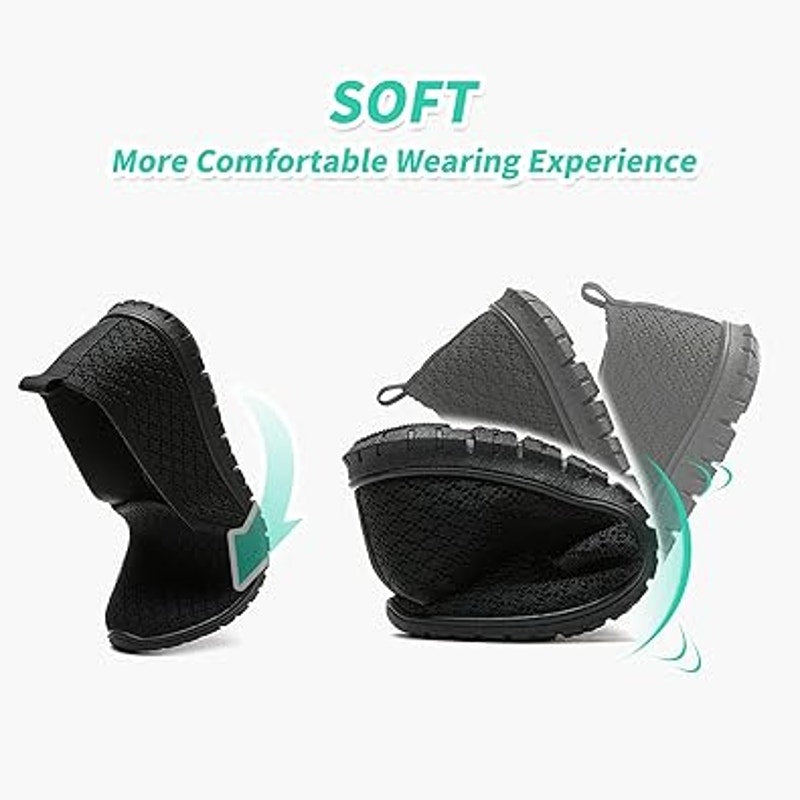 Babudog Womens Size 10 Black Mesh Breathable Slide On Comfort Sneaker Shoes