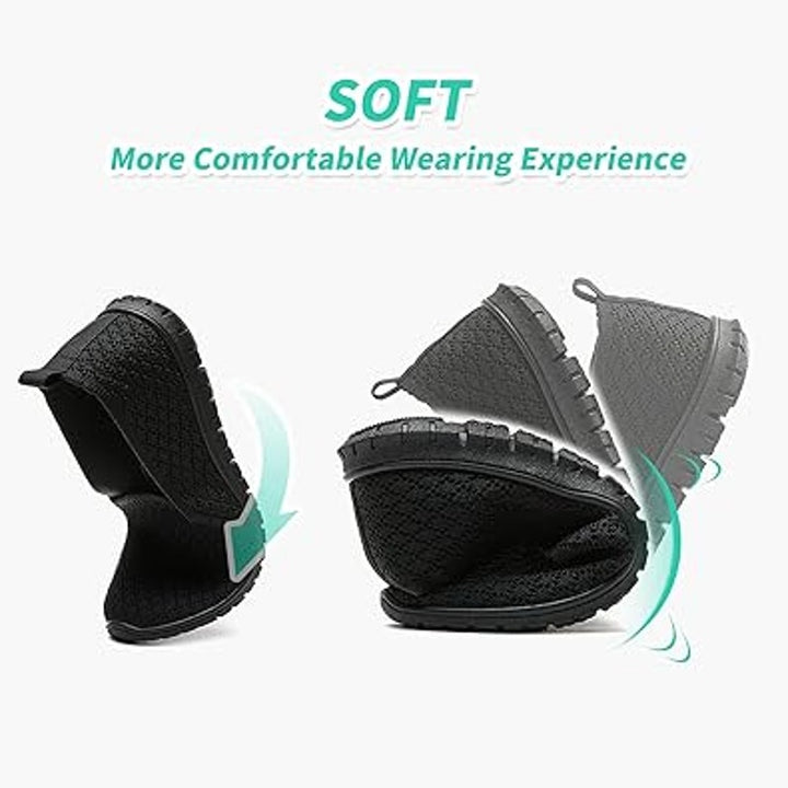 Babudog Womens Size 10 Black Mesh Breathable Slide On Comfort Sneaker Shoes