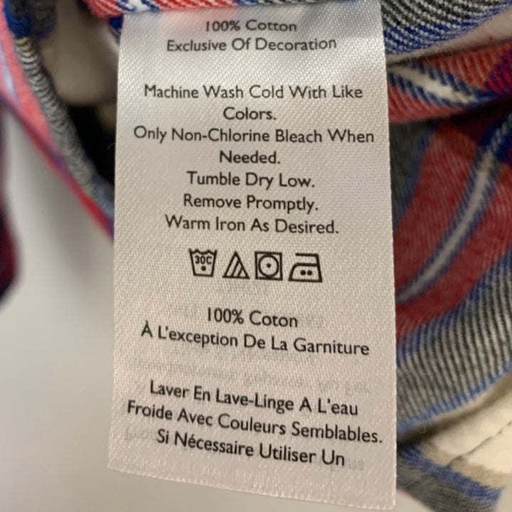 New Eddie Bauer Womens Stines Favorite Red Blue Plaid Flannel Long Sleeve Shirt