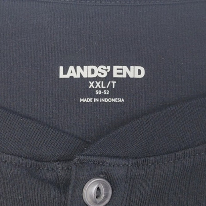 Lands End Mens XXLT 100% Cotton Long Sleeve Textured Stripe Henley Shirt