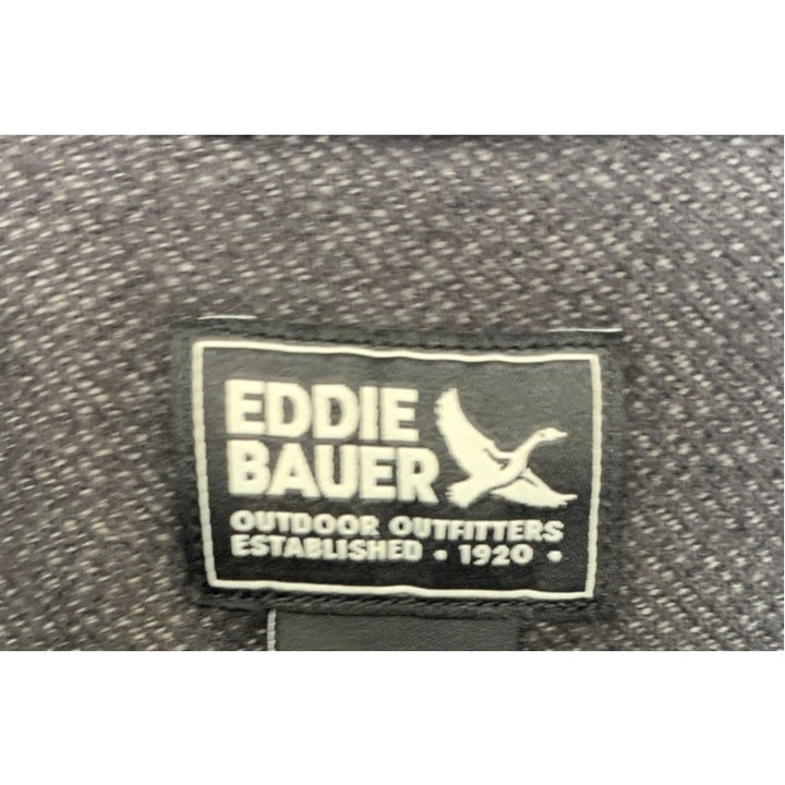 New Eddie Bauer Womens Gray Cotton Ballard Flap Pocket Novelty Button Up Shirt