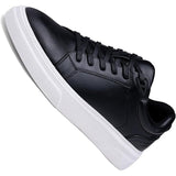 Vostey Mens Size 9 Black Faux Leather Lace Up Casual Fashion Sneakers Shoes