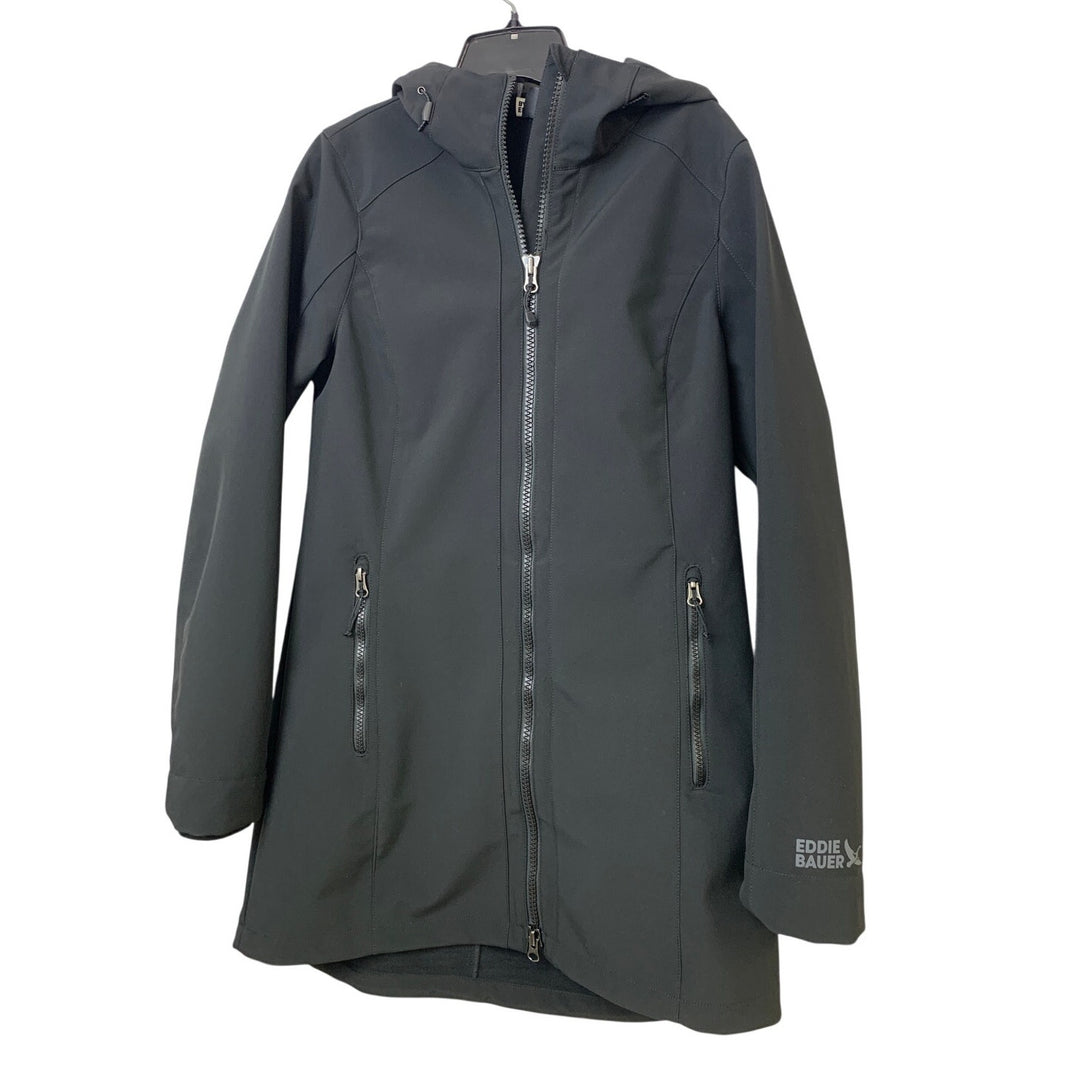 New Eddie Bauer Womens Small Black Point Vista StormRepel Hooded Parka Coat
