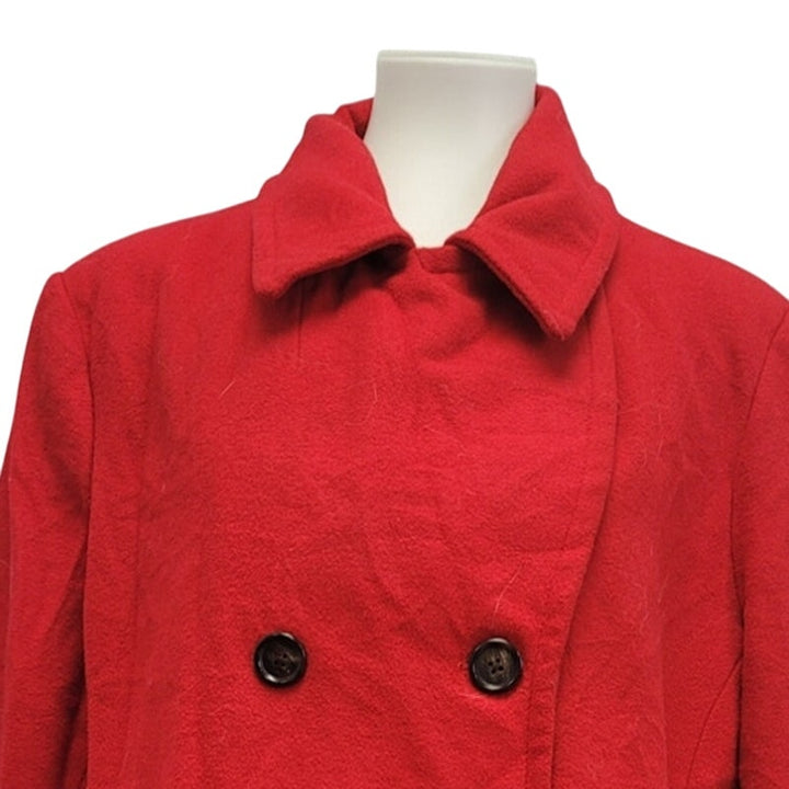 Old Navy Womens XL Red Double Breasted Warm Wool Blend Winter Pea Coat