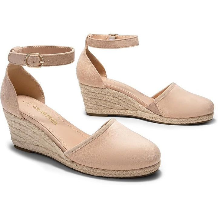 Dream Pairs Womens Size 9 Tan Faux Suede Closed Toe Espadrille Ankle Strap Shoes