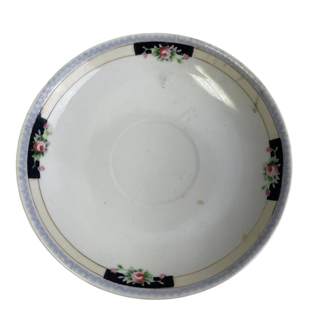 Vintage Hand Painted Nippon Japanese Floral Porcelain Teacup W Saucer